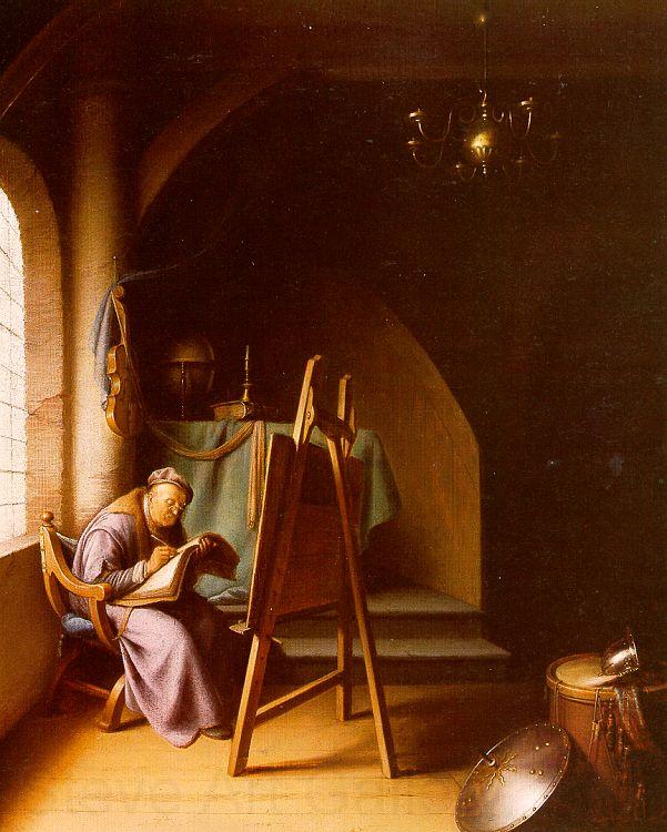 Gerrit Dou Man Writing in an Artist's Studio Norge oil painting art